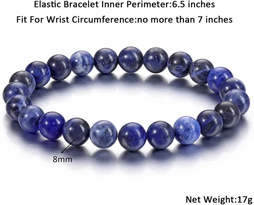 Miniatura 17 de Jovivi Pulsera elástica de cuentas redondas semipreciosas naturales – 0.315 pulgadas hecha a mano con cuentas de piedras preciosas curativas