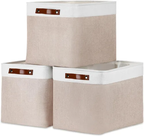 Miniatura 67 de DULLEMELO Juego de 4 cubos de almacenamiento, cesta de almacenamiento de tela para estantes, armario, cuarto del bebé, almacenamiento de juguetes