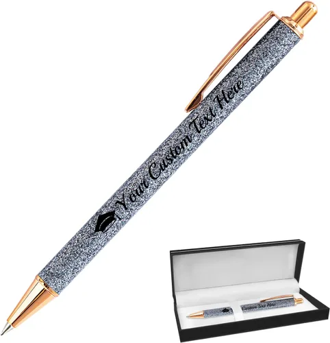 Miniatura 69 de Hasta 100 bolígrafos personalizados con nombre a granel, bolígrafo con purpurina de impresión personalizada, grabado gratis, texto con logotipo