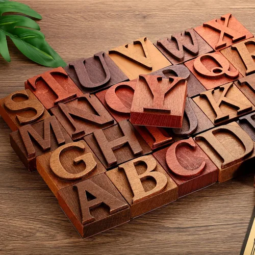 Miniatura 6 de PATIKIL Sellos de letras de goma de madera, juego de sellos de letras del alfabeto vintage, sello de madera para hacer tarjetas, manualidades