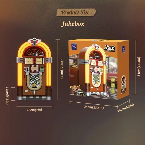 Miniatura 7 de PANTASY Kit de construcción retro Jukebox con función de moneda y sonido, modelo de caja de música mecánica con discos acrílicos, estudio