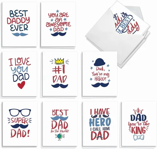 Miniatura 8 de The Best Card Company Juego de 20 tarjetas de notas en blanco surtidas para el Día del Padre, 4 x 5.12 pulgadas con sobre para papá, papá, papá