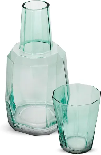 Miniatura 9 de Bruno Magli Jarra de vidrio Geo de 37 onzas con vaso, juego de 2 jarras de agua para mesita de noche, oficina y habitación de invitados, moderno