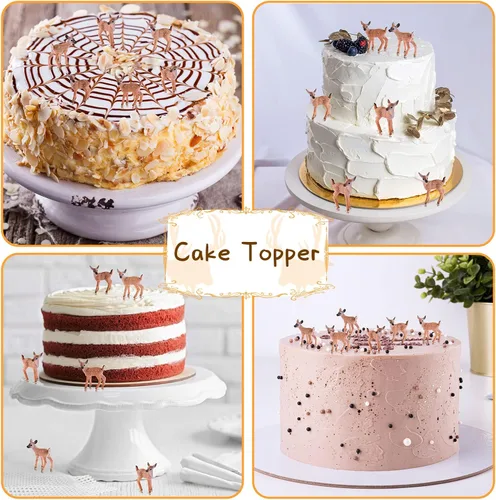 Miniatura 5 de Skylety 14 piezas de figuritas en miniatura de ciervos para manualidades, adornos de tarta en miniatura de ciervos, mini figuritas para fiestas