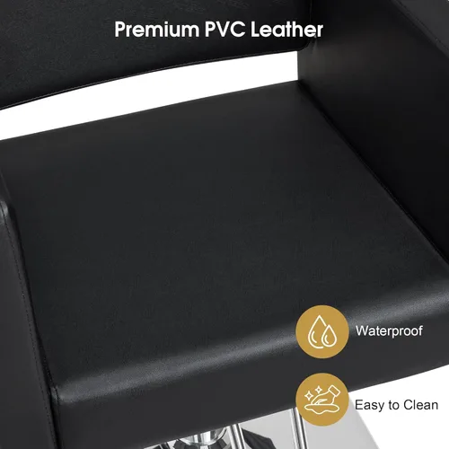 Miniatura 7 de Silla BarberPub para estilista de salón, silla de peluquería hidráulica, altura ajustable, cuero PVC, giro de 360 grados, barbería, salón en casa