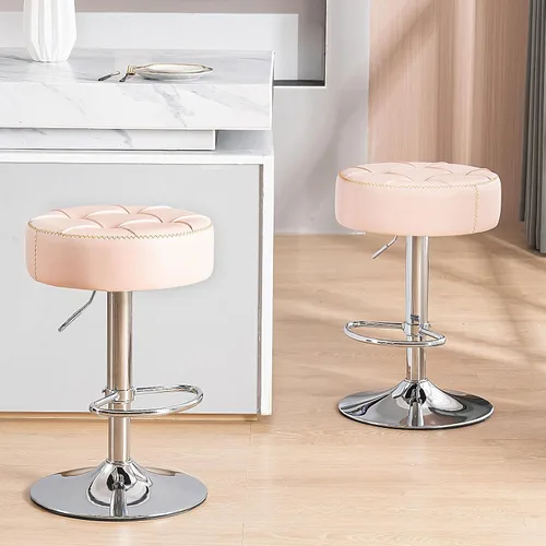 Miniatura 2 de Taburetes de bar circulares giratorios modernos de altura ajustable de 360°, asientos cómodos y elegantes para el hogar y el espacio del bar