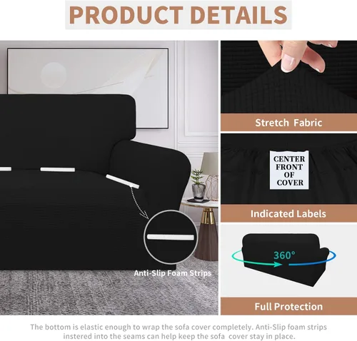 Miniatura 4 de Easy-Going - Funda para sofá 100% impermeable de ambos lados, funda de jacquard elástica, protector de muebles a prueba de derrames, para niños