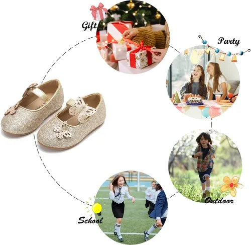 Miniatura 5 de Felix & Flora Zapatos de ballet para niñas pequeñas Zapatos planos Mary Jane para niñas de flores, zapatos de vestir para fiestas y bodas
