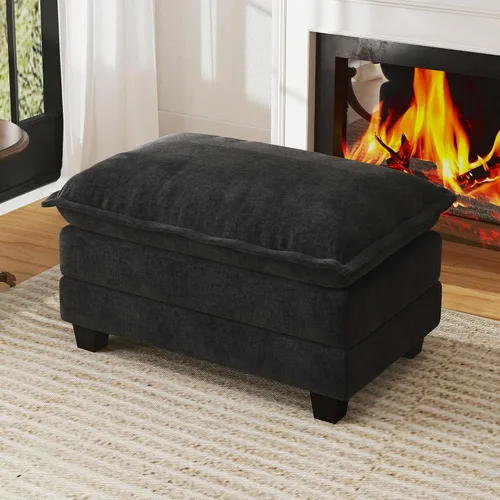 Miniatura 49 de WorthFurni Sofá Seccional Modular de 111.4", Sofá de Nube en Forma de U con 2 Otomanas Móviles, Cómodo Sofá de Chenille de Asiento Profundo