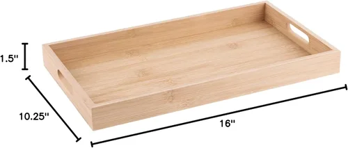 Miniatura 8 de Bandeja de bambú para servir decoración de bambú – Bandeja de bambú de desayuno anidado de cinco piezas – Bandejas de madera para organizar