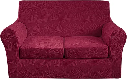 Miniatura 12 de 2 Piezas de Funda de Sillón de Terciopelo en Relieve con Funda de Cojín Separada, Funda de Sofá de Tacto Suave y Elegante, Funda de Sofá