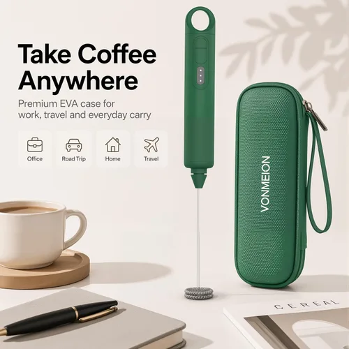 Miniatura 7 de Espumador de leche recargable de mano de 3 velocidades para café [3 batidores] Mezclador eléctrico de bebidas para latte, capuchino, café, huevos