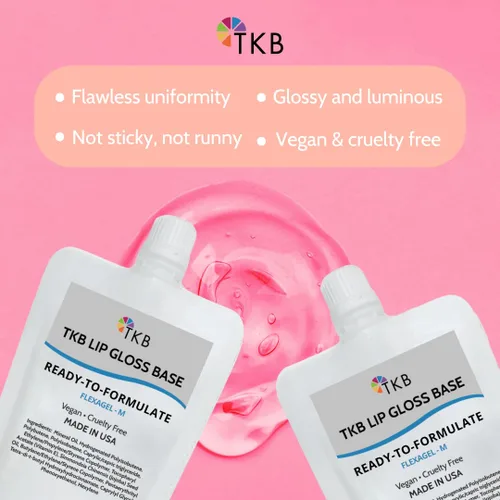 Miniatura 2 de Base de brillo labial TKB (Flexagel M) Listo para formular Hidratante, alto brillo, transparente, vegano y libre de crueldad Fabricado