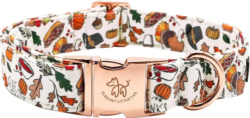 Miniatura 23 de Elegant Little Tail - Collar para perro de otoño, collar floral naranja duradero para perros medianos, ajustable para mascotas macho o hembra