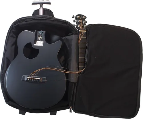 Miniatura 14 de Journey Instruments Guitarra de viaje de fibra de carbono – OB660M Guitarra acústica de bajo portátil con sistema plegable patentado – Estuche