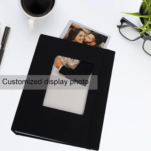 Miniatura 2 de Álbumes de fotos pequeños para fotos de 4 x 6, paquete de 2 libros de memoria con cubierta de lino con ventana de exhibición, cada uno con capacidad