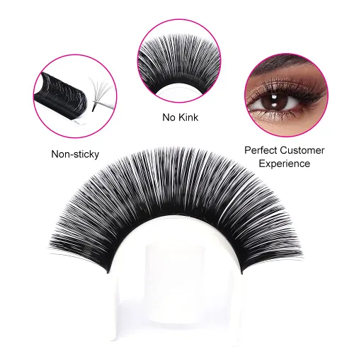 Miniatura 3 de Easy Fan Pestañas de Volumen 9-17mm Bandeja Mixta D Curl Extensiones de Pestañas Auto-Abanicantes Extensiones de Pestañas Russian Blooming