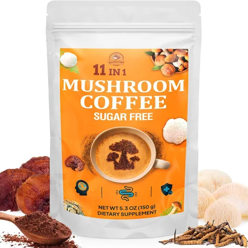 Café de hongos – Café de hongos orgánico con 11 hongos superalimentos, incluye melena de león, reishi, chaga, cordyceps y adaptógenos, suplemento de