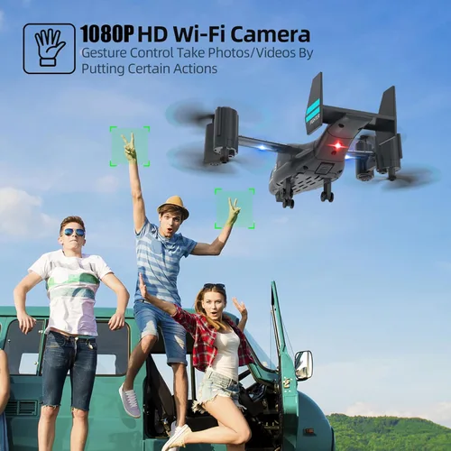 Miniatura 4 de Helicóptero de control remoto, LM19 Ospery Helicóptero RC militar con cámara en vivo para fanáticos de lo militar, modo de vuelo y deslizamiento