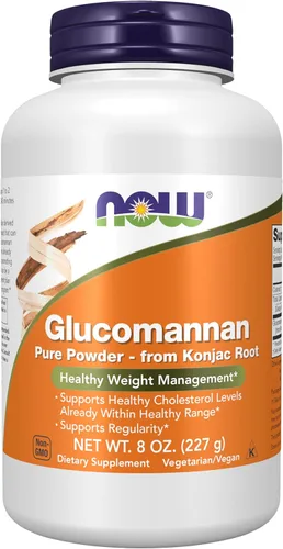 NOW Foods Suplementos, glucomanano (Amorphophallus konjac) polvo puro, apoya la regularidad*, control de peso saludable*, 8 onzas (paquete de 1)