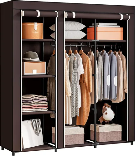 Miniatura 11 de SORCEDAS Portable Closet Wardrobe Organizer Storage with Cover Non-Woben Fabric Portable Wardrobe Closet for Hanging Clothes Racks Shelving 33 Inch