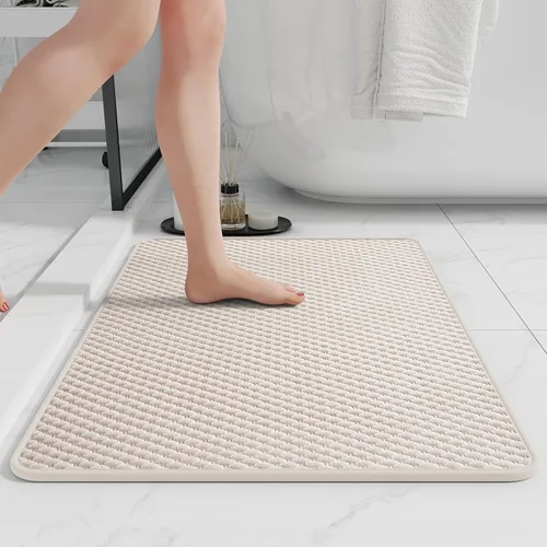 Miniatura 11 de RUERYA Alfombras de baño antideslizantes y lavables, tapetes de baño de goma para baño, secado rápido, súper absorbentes, ultrafinos, pequeños Gris