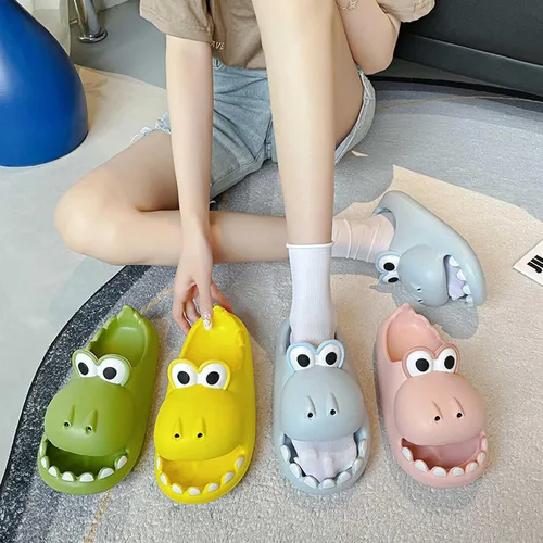 Miniatura 7 de Pantuflas de dinosaurio de dibujos animados para mujeres y hombres sandalias de ducha de animales divertidos para parejas antideslizantes 157