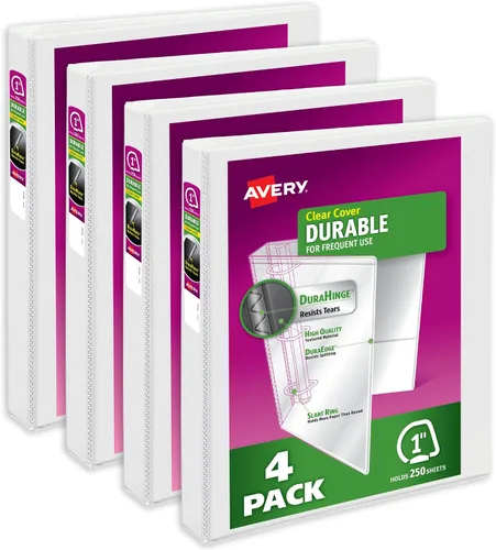 Miniatura 10 de Avery Durable View - Carpetas de 3 anillos inclinados de 0.5 pulgadas para suministros de hogar, escuela, oficina u organización, paquete de 4