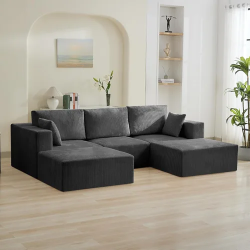 Miniatura 31 de Sofá modular Cloud de 3 plazas sin hueso de 115 pulgadas para habitación familiar, sofá sin espinas comprimida de espuma viscoelástica con asiento