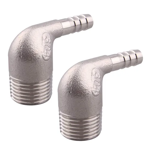 Miniatura 8 de Púa de manguera de 1/2 pulgada x 1/2 pulgada macho NPT acero inoxidable codo de 90 grados rosca de púas accesorio de tubería (paquete de 2)