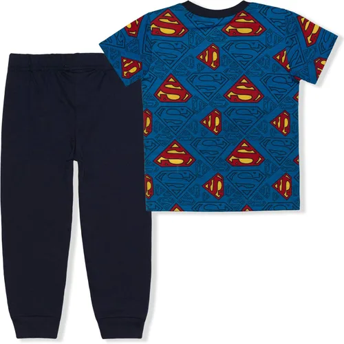 Miniatura 2 de WARNER BROS Superman 2 Pack Jogger Set for Boys, Graphic Printed Short Sleeve Shirt and Sports Pants