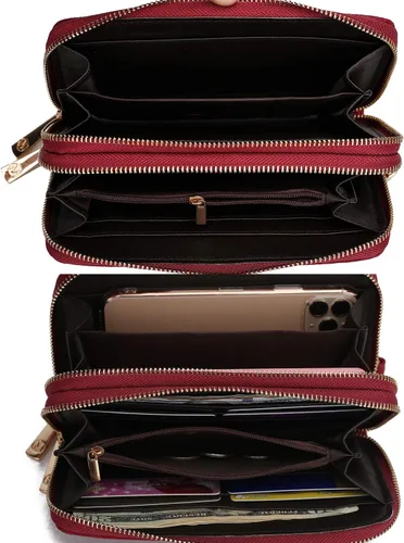 Miniatura 5 de MKF Collection Mia K - Cartera de pulsera para mujer, pequeña cartera de cuero vegano para tarjetas de crédito con cremallera y bolsillo