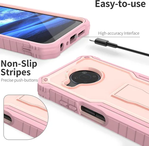 Miniatura 2 de ExoGuard Funda para Nokia X100, funda de goma a prueba de golpes de cuerpo completo con protector de pantalla de vidrio templado con soporte