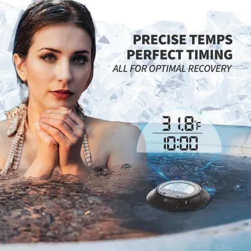 Miniatura 2 de Termómetro de baño de hielo con cubierta de silicona y temporizador, termómetro de agua flotante impermeable para inmersión en frío, funciona