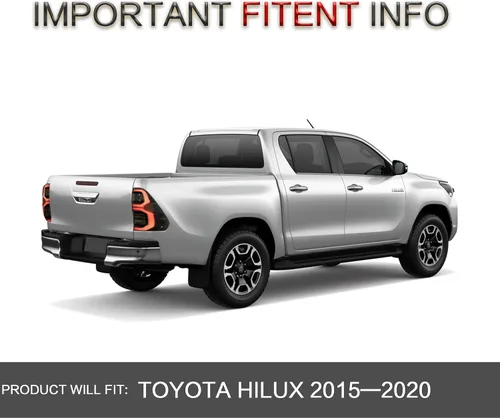 Miniatura 8 de VLAND Conjunto de luces traseras para Toyota Hilux 2015-2020 Base, Chasis, Doble Cab, SR, DLX (no para Tonka), lámpara trasera con DRL, señal