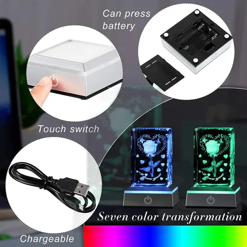 Miniatura 2 de YWHL Cristal romántico grabado en 3D con texto en inglés "I Love You", regalos para su novia, esposa, en aniversario, día de la madre, regalos