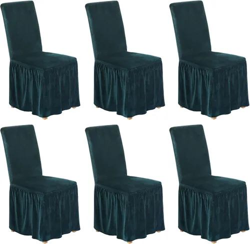 Miniatura 42 de NICEEC Fundas de silla de elastano para sillas de comedor, juego de 6 fundas de sillas de comedor extraíbles con falda, fundas de silla de comedor