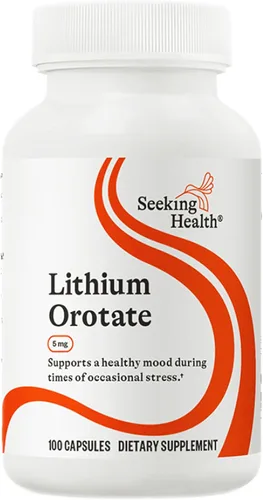 Seeking Health Orotato de litio, suplemento mineral que apoya la salud y la memoria del cerebro, fórmula sin OMG y sin gluten con baja porción de