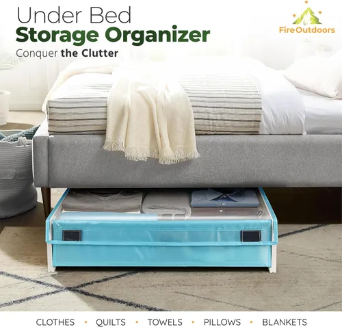Miniatura 3 de Cajones de plástico para debajo de la cama con ruedas rodantes, contenedores de almacenamiento con asas dobles para un fácil acceso, organizador