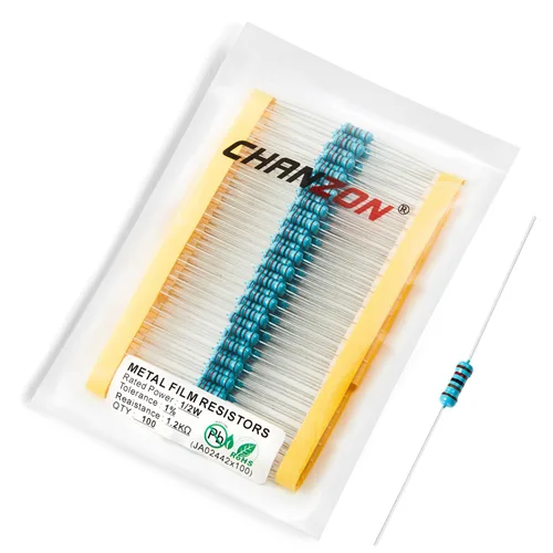 Miniatura 27 de Chanzon - 100 resistencias de película metálica 1/2 W (0.5 W) 10 Ω ohmios ±1% de tolerancia 10R MF, resistencias de agujero pasante con limitación