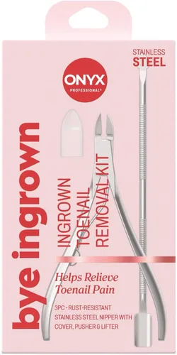 Onyx Professional Kit de uñas encarnadas con cortaúñas y empujador de cutículas de doble extremo, acero inoxidable duradero, kit de eliminación de