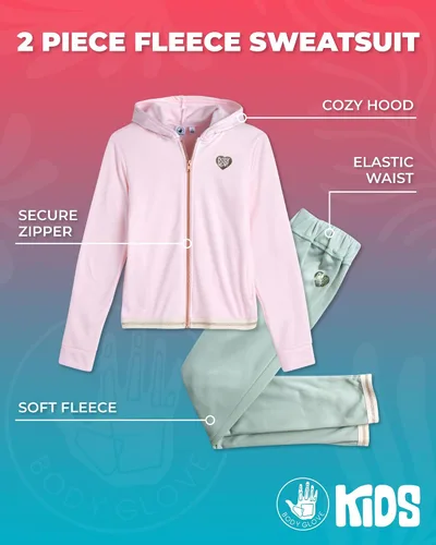 Miniatura 2 de Body Glove Conjunto deportivo para niña, sudadera de forro polar de 2 piezas y pantalones deportivos (7-12)