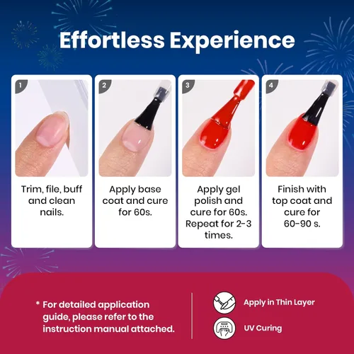 Miniatura 7 de Beetles - Juego de esmaltes de uñas de gel para el 4 de julio, 6 colores rojo, blanco, azul marino, con esmalte de gel de purpurina plateada, se