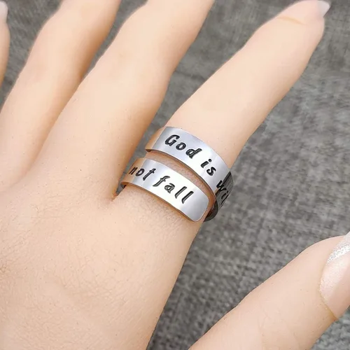 Miniatura 11 de HOFOYA Anillos inspiradores ajustables de acero inoxidable, anillos de grabado, joyería motivacional, graduación, San Valentín, regalos