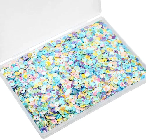 Miniatura 2 de Dingion 40000 piezas de lentejuelas a granel para manualidades navideñas de 6 mm, lentejuelas sueltas DIY para hacer joyas y manualidades con caja