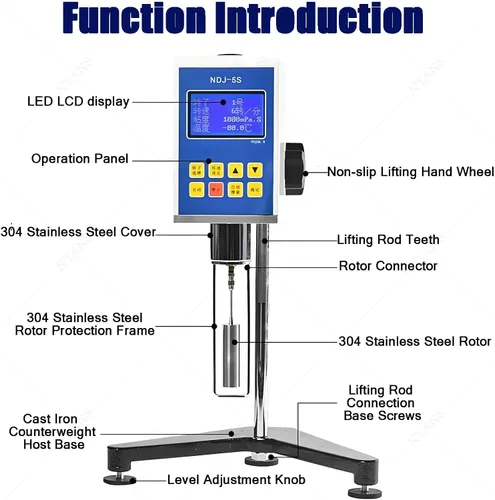 Miniatura 4 de Digital Rotary Viscometer for Accurate Viscosity Measurement, LCD Display with 4 Rotors, for Testing Paints, Adhesives, Cosmetics, and Greases NDJ-5S