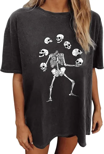 GTEUKTG Summer Y2k Tops for Womens, Casual Vintage Short Sleeve T-Shirt, Girls Oversize Loose Round Neck Elastic Tee