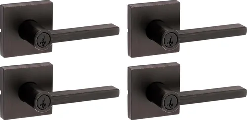 Miniatura 53 de Kwikset Halifax Manija interior de puerta de privacidad con cerradura, manija de puerta para baño y dormitorio, cerradura de botón de presión sin