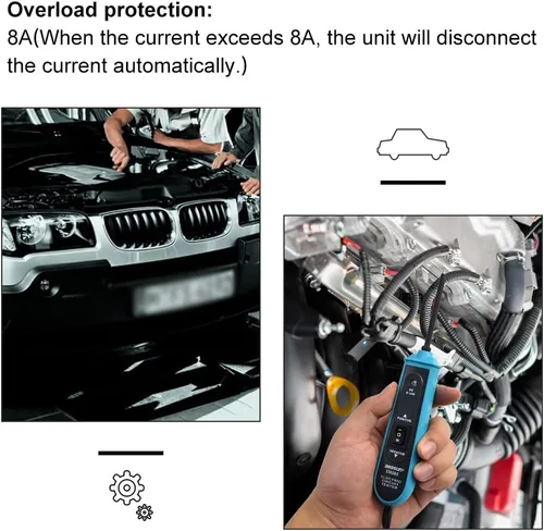 Miniatura 4 de allsun Probador profesional de circuitos automotrices, buscador de cortocircuitos con alarma de zumbador y luz LED, sonda detector de potencia
