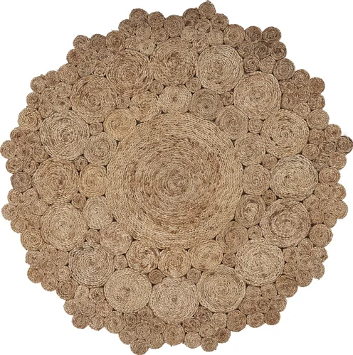 Miniatura 10 de LR Home - Alfombra ovalada de yute natural de 5 x 7 pies para decoración del hogar, alfombras trenzadas para sala de estar, dormitorio, sala
